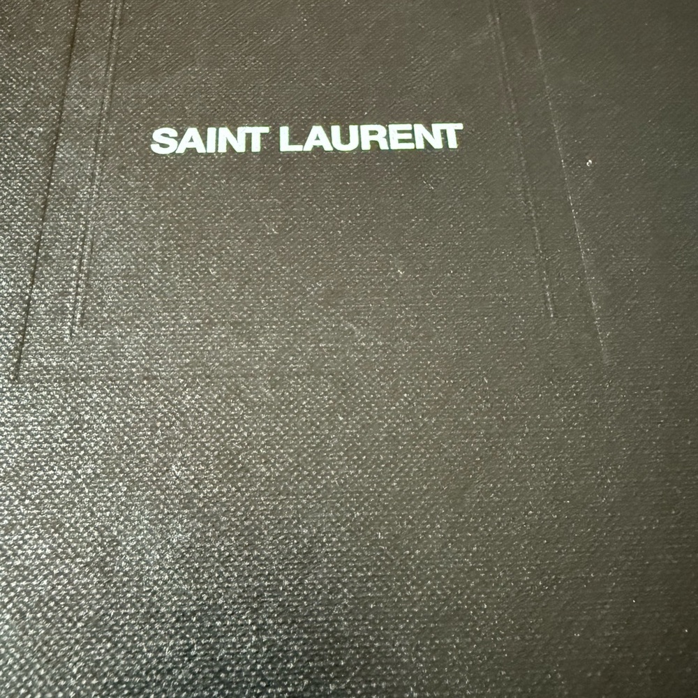 Saint Laurent Black Croc-Embossed Clutch with Gold Logo - Picture 5 of 5